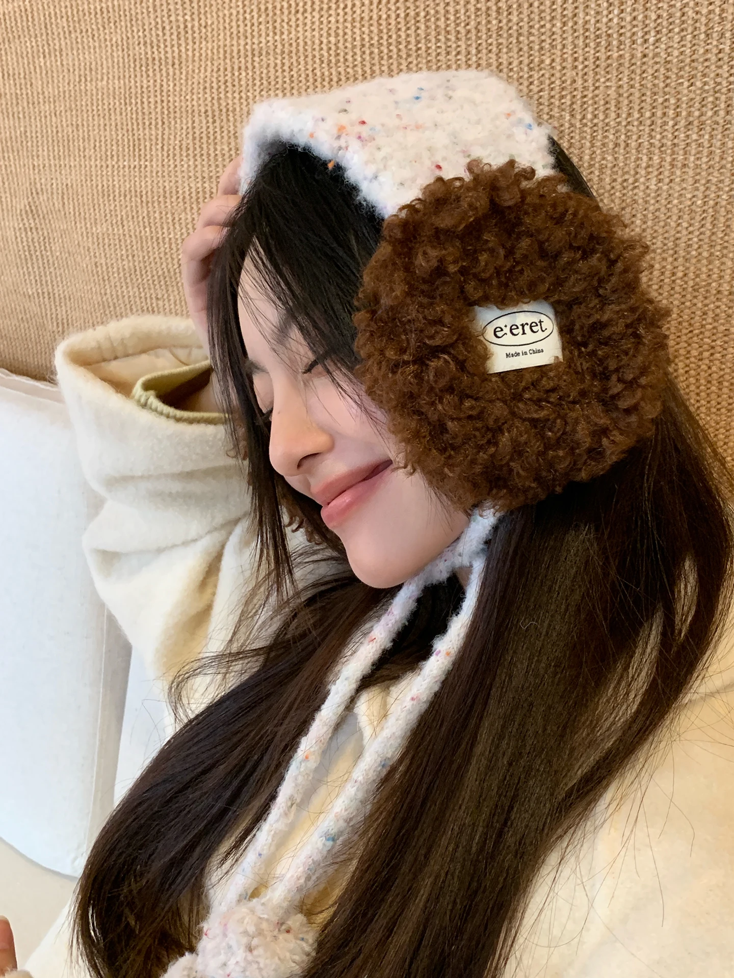 Adorable Women's Ear Muffs with  Ribbon Ties for Photography Winter Outfits Warmth And Style Sweet Style Adult Size