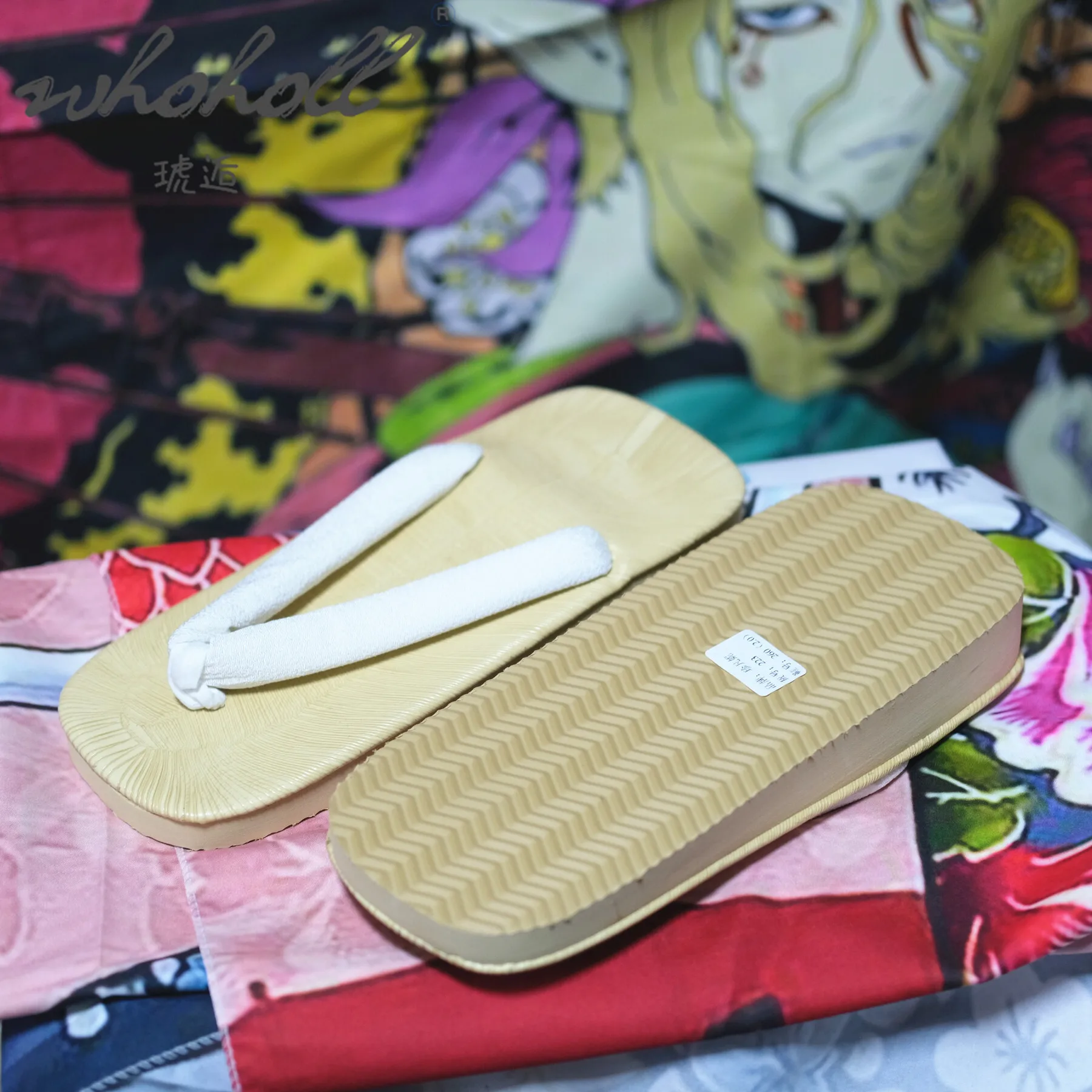 男性用日本の下駄,夏のビーチサンダル,漫画のコスプレシューズ,厚底の白いプラットフォームスリッパ