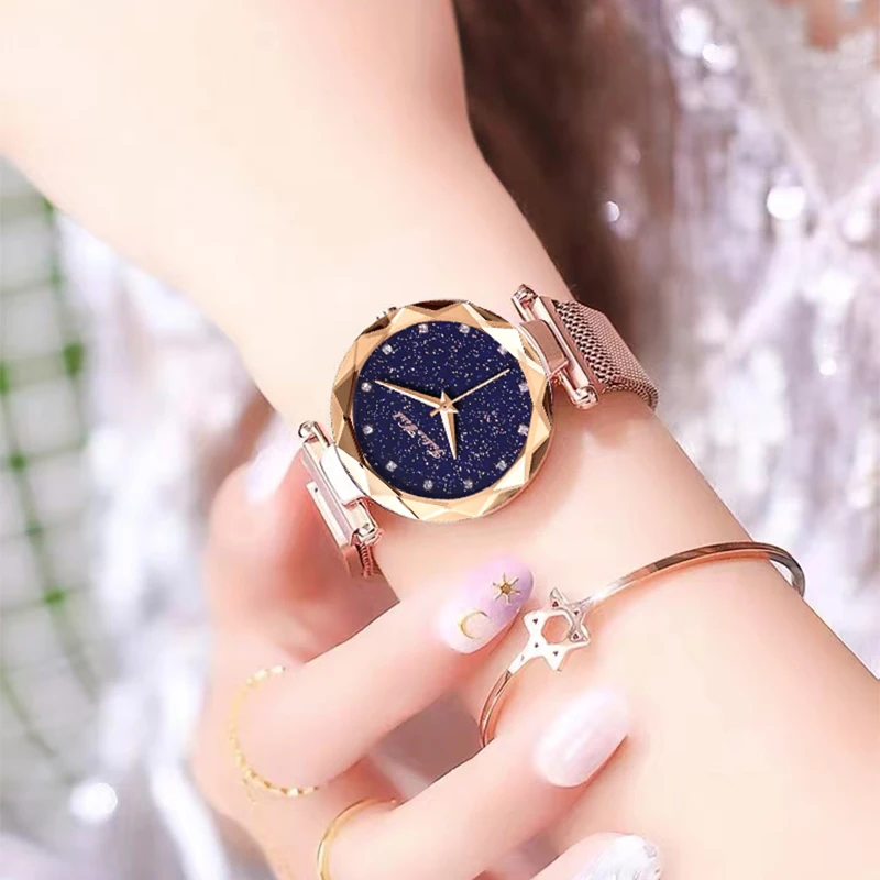 2024 Fashion Women Watch Lady Starry Sky Romantic Wristwatch For Gril Simple Casual Magnet Strap Wristwatches