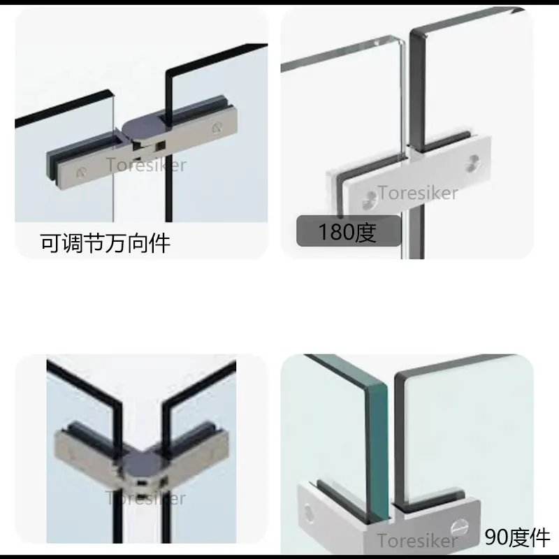 Railing Glass to Glass Clamp, Stainless Steel 304 Glass Bracket for Coastal Outdoor Balustrade Railing Pool Fence Glass