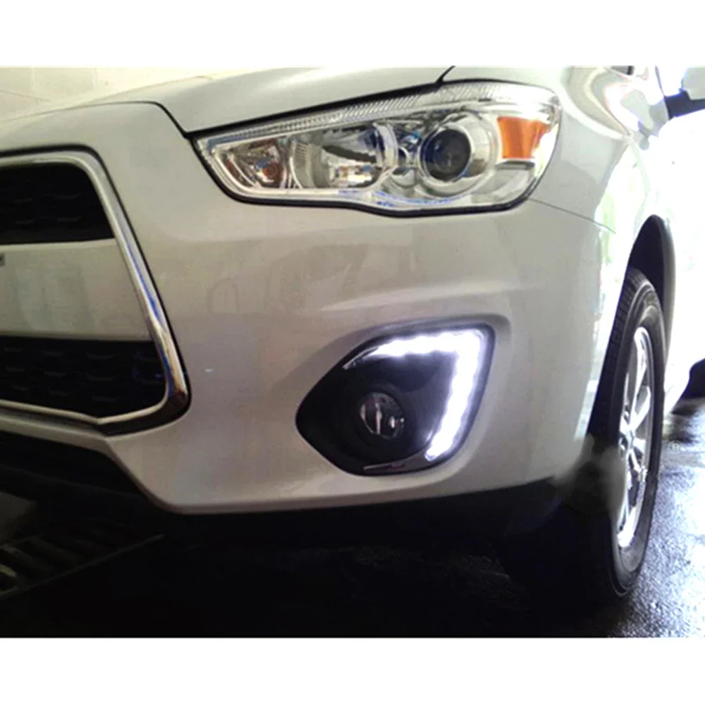 New！ Car DRL For Mitsubishi ASX 2013 2014 2015 LED Daytime Running Lights Daylight Waterproof Fog Head Lamp cover turn signal