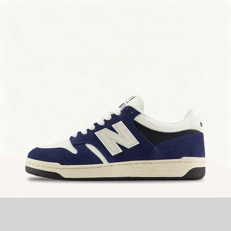 New Balance NB480 Unisex White/Blue Synthetic Leather Sneakers – Soft Comfortable Durable Sole & Everyday Casual Fit BB480PEN