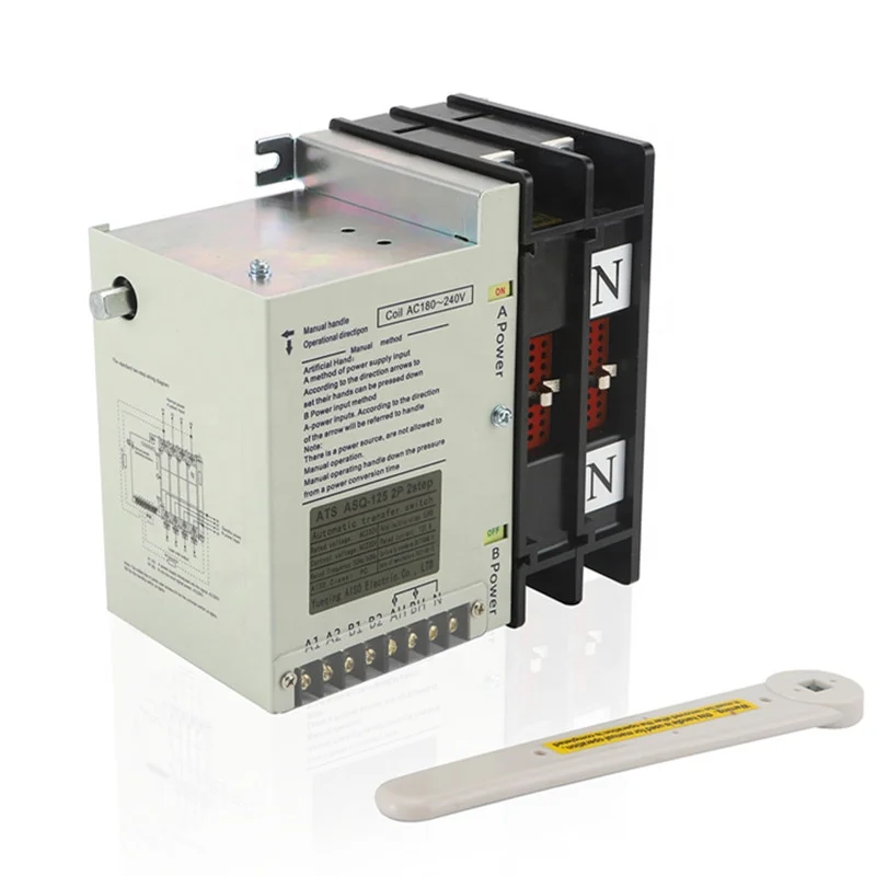 125A 3 Phase Automatic Transfer Switch 4P Dual Power Changeover Switch for Generator and Solar Power System