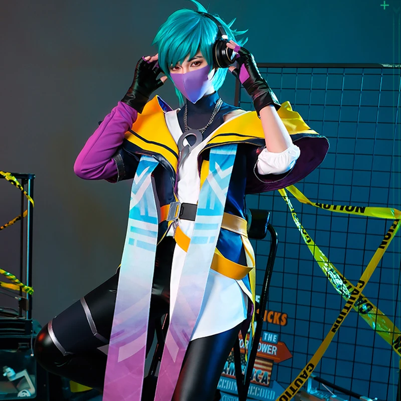 In stock! LOL Aphelios Cosplay Heartsteel Idol group Cool Gradient Color Party Costume Game same Cosplay B