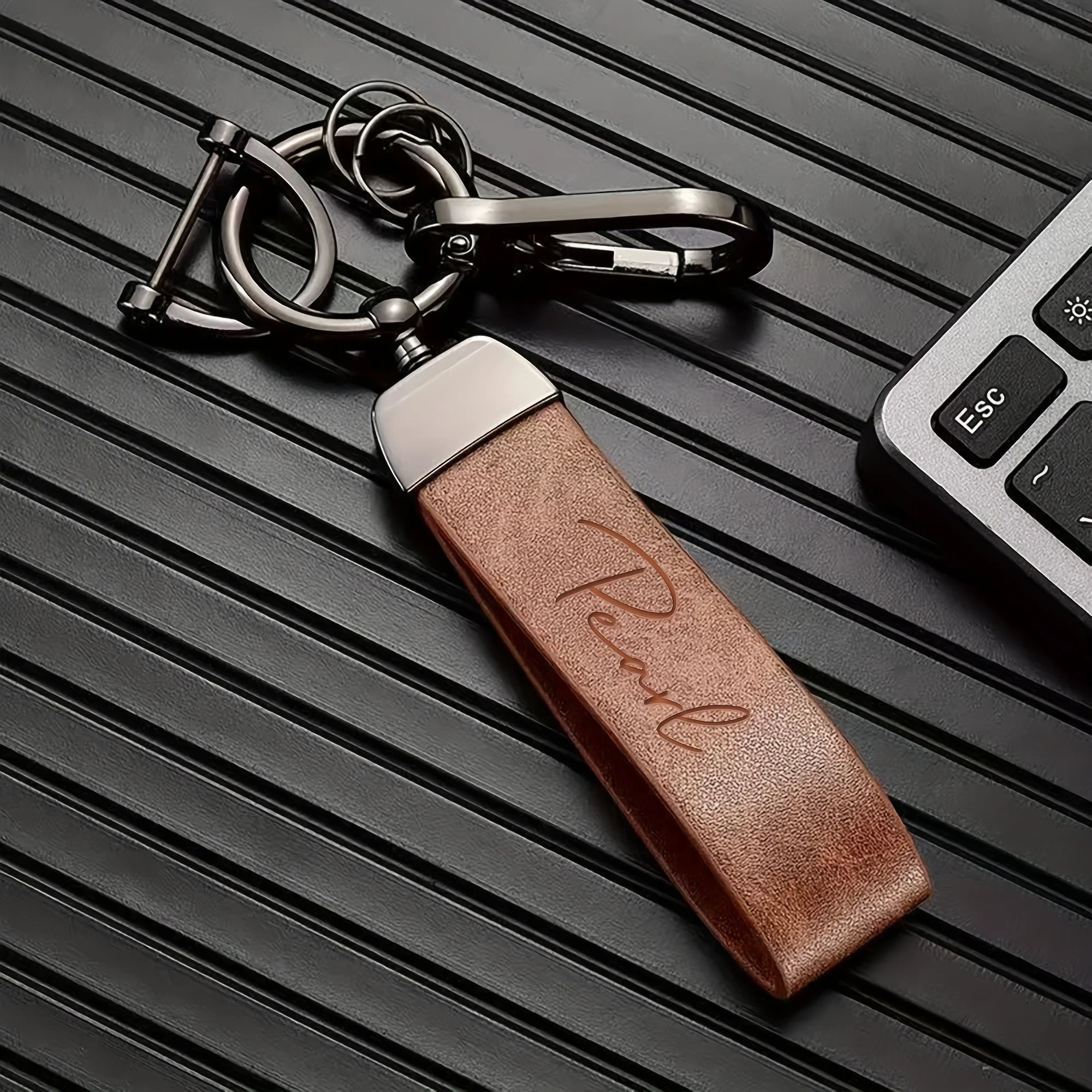 Custom Name Leather Keychain, Personalized Gift
