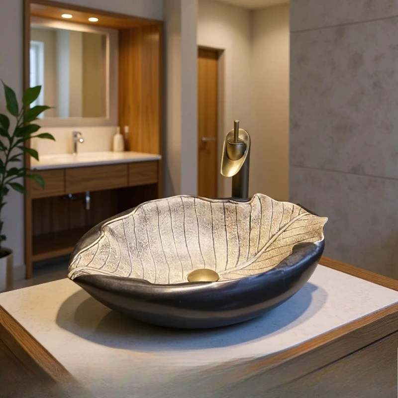 Special-shaped art stage basin creative retro ceramic washbasin industrial style antique washbasin