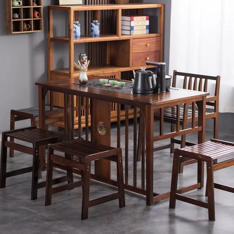 Balcony Office Tea Table Small Household Table and Chair Combination Kettle Integrated Full Set Solid Wood New Chinese Wet Batte