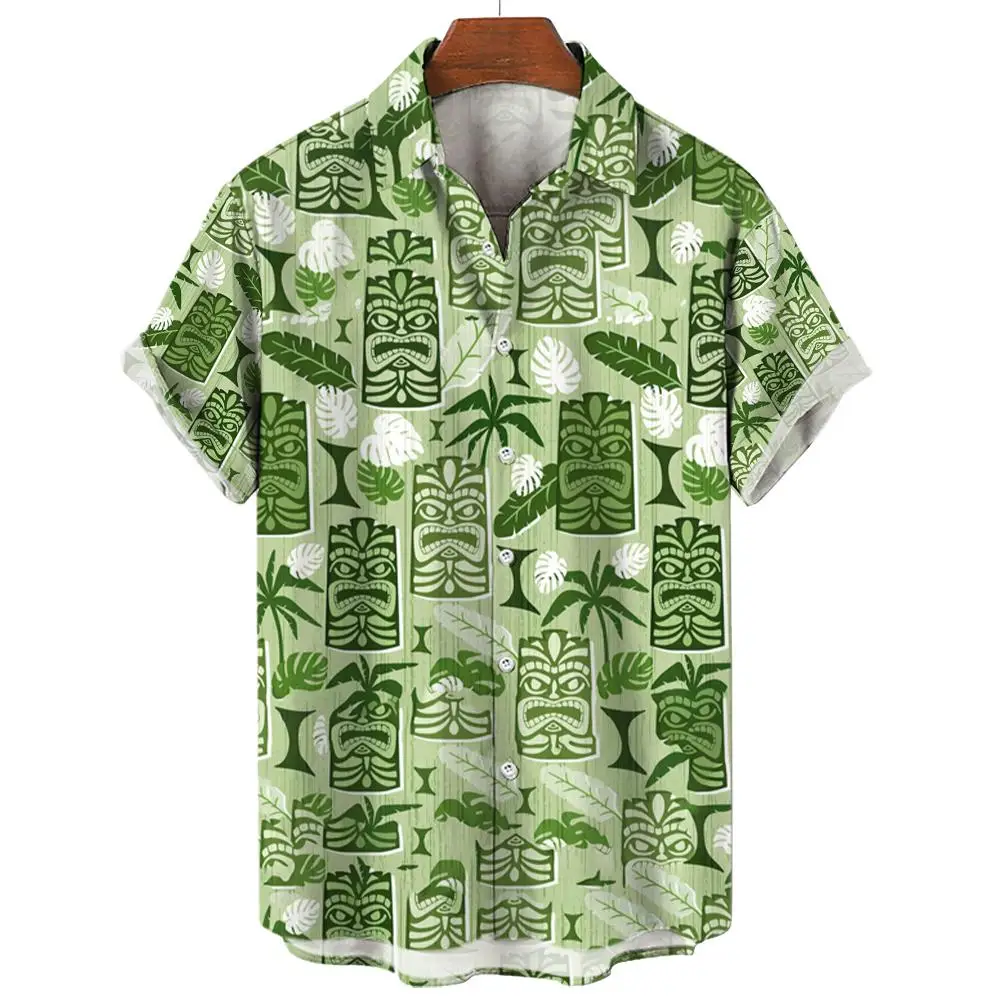 Camisa con estampado de árbol de Coco para hombre, Camisa hawaiana para playa de manga corta, informal, ropa, blusa