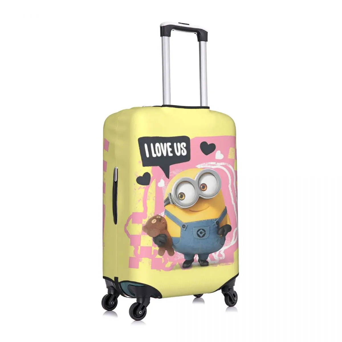 Minions Bob I Love Us Suitcase Cover Travel Flight Elastic Luggage Accesories Protection