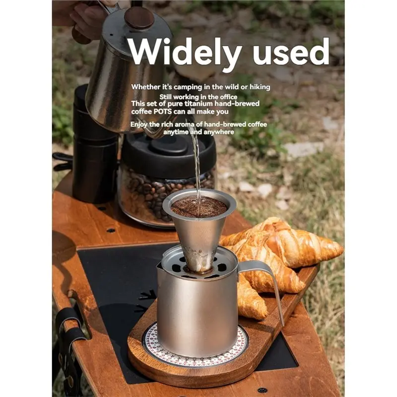 Portable Titanium Pour-Over Coffee Cup With Detachable Filter, Slow Drip Paperless Coffee Maker Set For Outdoor Brewing