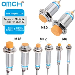OMCH M8 M12 M18 M30 Inductive Proximity Switch Sensor Detection Distance 1/2 2/4 5/8 8/10mm NPN PNP NO NC DC 3-wire 6-36V