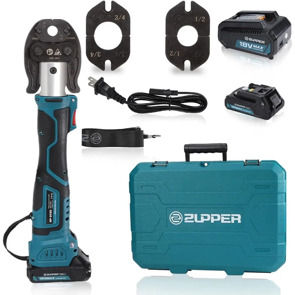 

Compact PEX Crimping Tool Kit with 3 Dies and 18V 2Ah Batteries for Domestic & Industrial Use