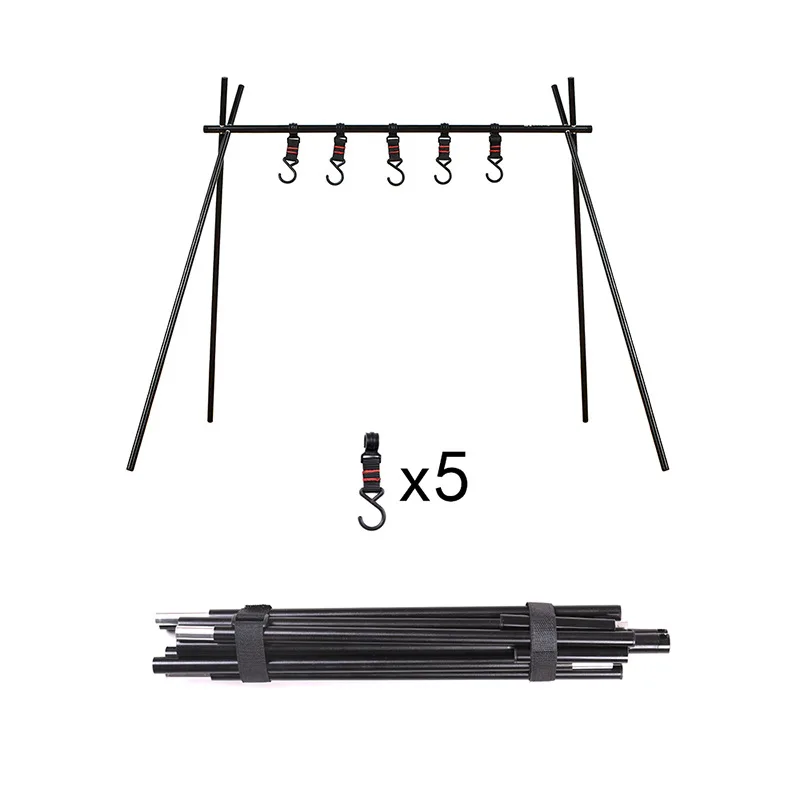 

Aluminum Alloy Portable Storage Hook Rack Outdoor Folding Tripod Camping Tableware Storage Finishing Hanger
