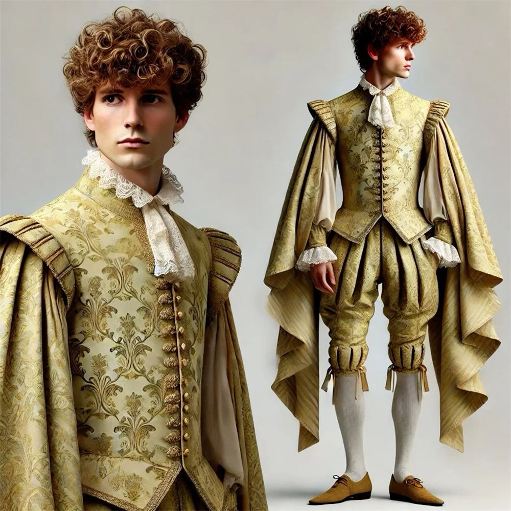 Renaissance Baroque Tudor Elizabethan Costume Man Victorian Royal Prince Noble King Festival Costume Medieval Wedding Party Gown view 2