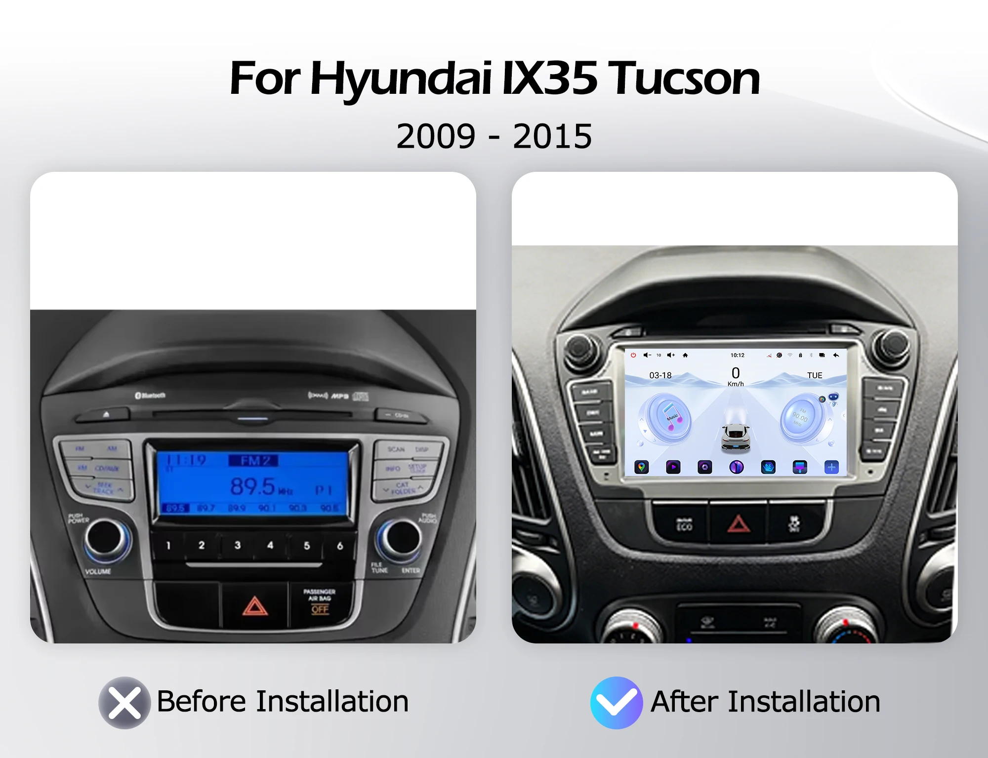 Android 16 Wireless CarPlay For Hyundai IX35 Tucson 2009-2015 Car Radio Lntelligent Multimedia Player Auto WIFI Touch Screen