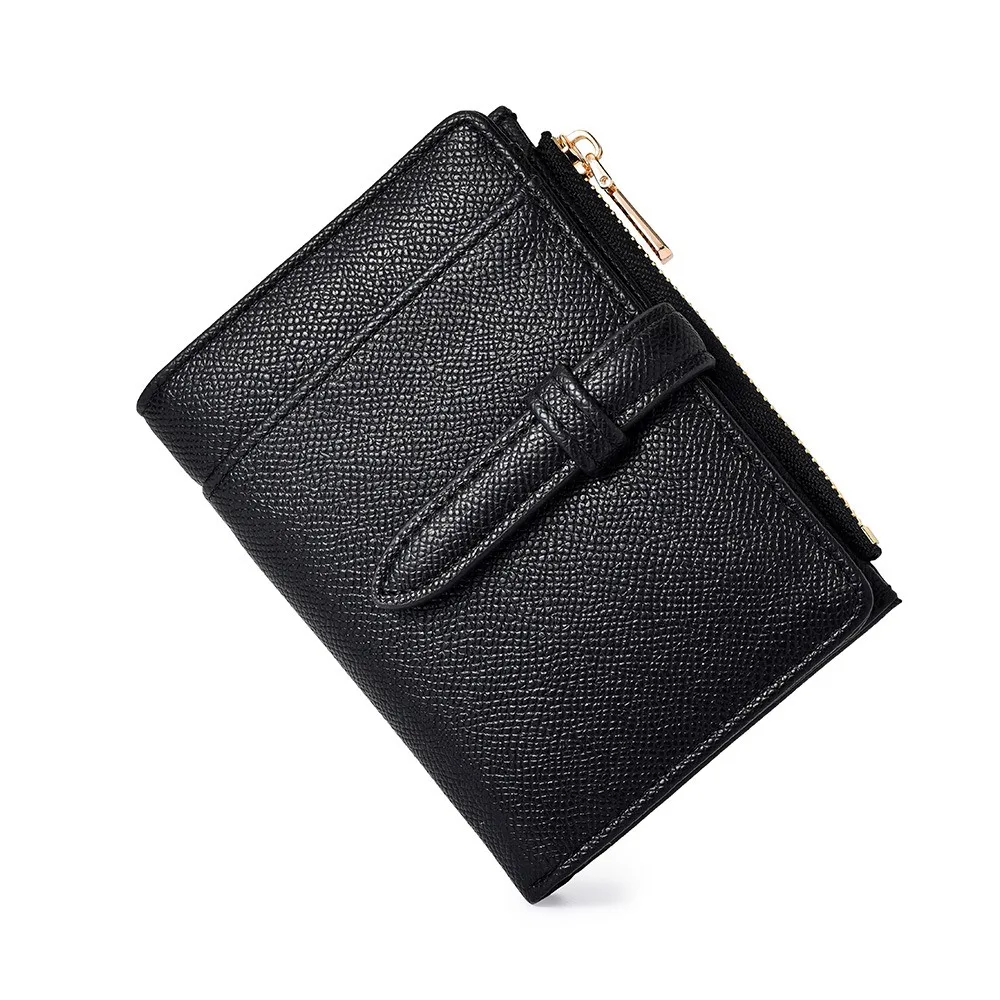 

Женский кошелек из искусственной кожи большой емкости, 2-кратный водонепроницаемый мини-карман для монет, портативный однотонный кошелек на молнии для путешествий