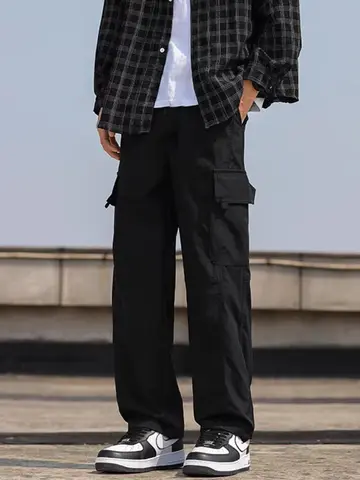 Techwear Pantaloni cargo da paracadute Uomo Hip Hop Pantaloni a gamba larga Uomo Asciugatura rapida Streetwear Allentato Oversize Hip Hop coreano