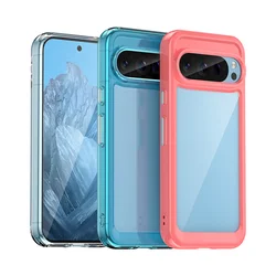 Luxury Transparent Acrylic Case for Google Pixel 9 Pro XL 8A 7A Candy Color Bumper Clear Back Cover for Pixel 7 8 9 Pro 6A 9XL