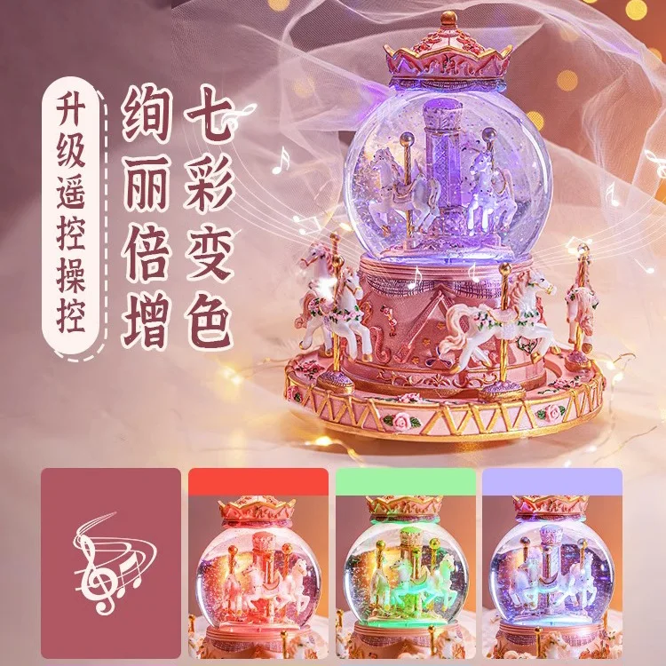 72 songs Colorful lighting carousel crystal ball music octave box Girl Child years old Practical festival birthday Kid gift Toy