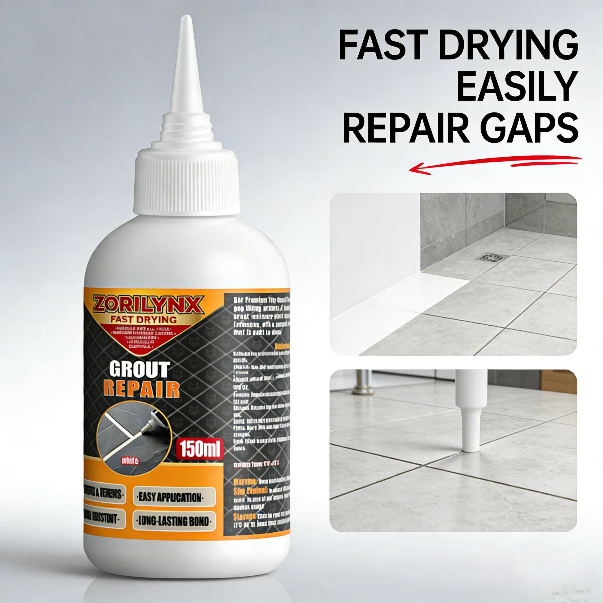 150ml White Tile Grout Repair Agent Fast Drying Waterproof Moldproof Sealer Filler for Bathroom Kitchen Floor Wall ZORILYNX