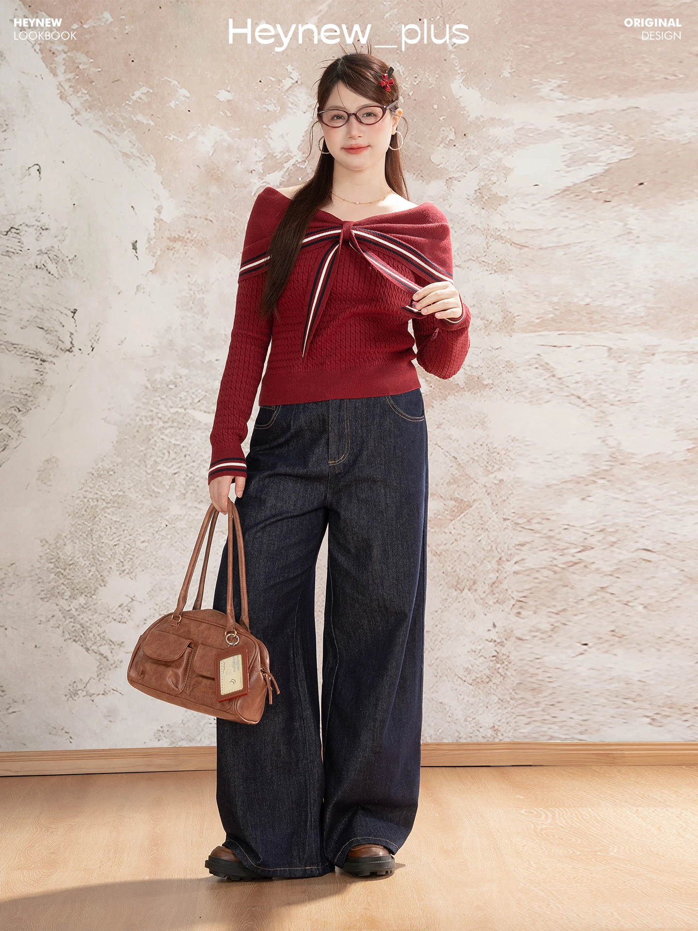 Heynew plus Size Women's Jeans Color Blo Belted Floor Length Conceal Meat Loose Fit Cotton Polyester Lyocell Blend Straight...