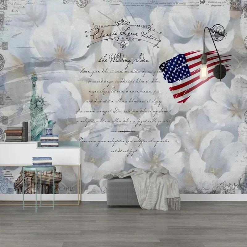 

Custom 3D Photo Wallpaper European Style American Nostalgic Retro Floral Background Wall Wallpaper Mural Papel De Parede Fresco