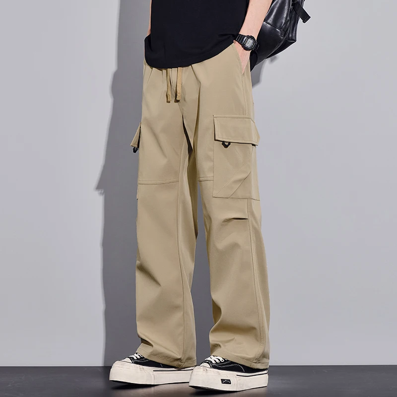 

2025 Spring/auutmn Men's New Plaid Straight Cargo Pants Loose Fit Comfortable Casual Streetwear American High-street Trousers