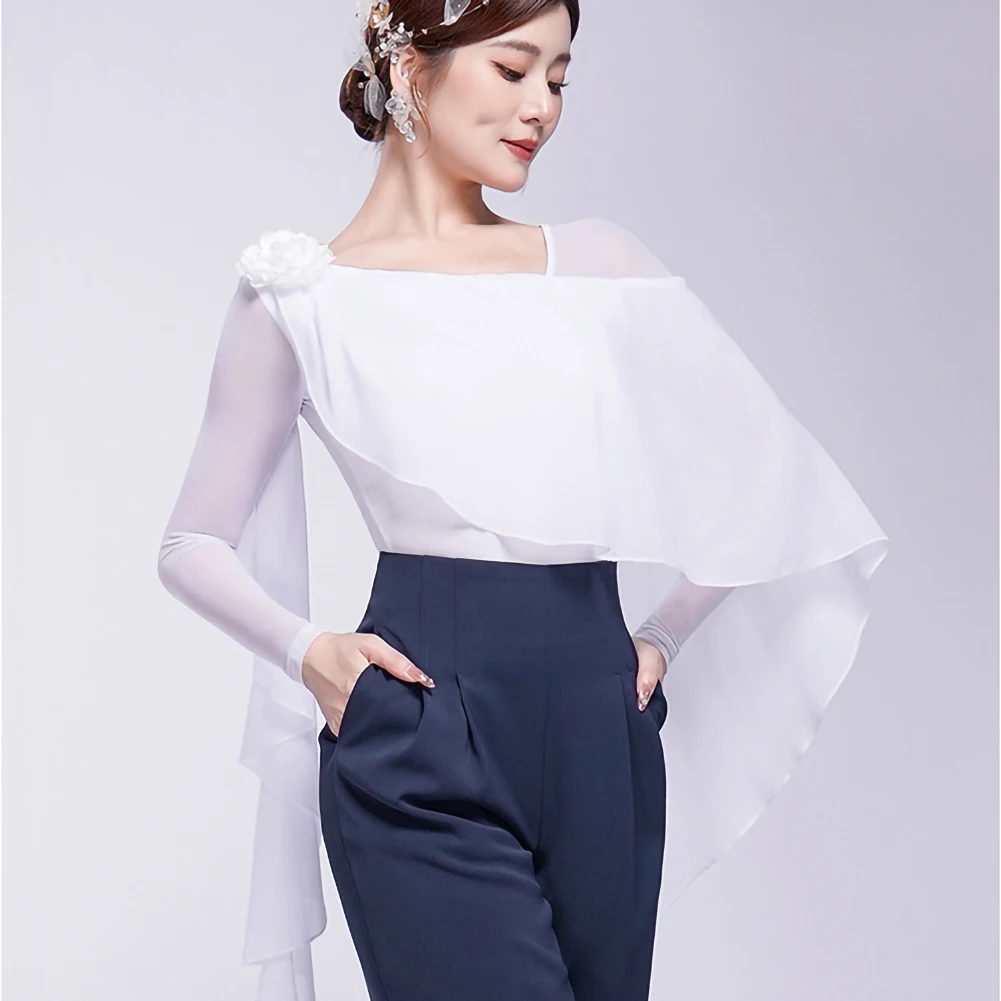 

Modern Dance Practice Waltz Dancer wine red Top Professional Competition Team New White jumpsuit Purple Long Sleeve