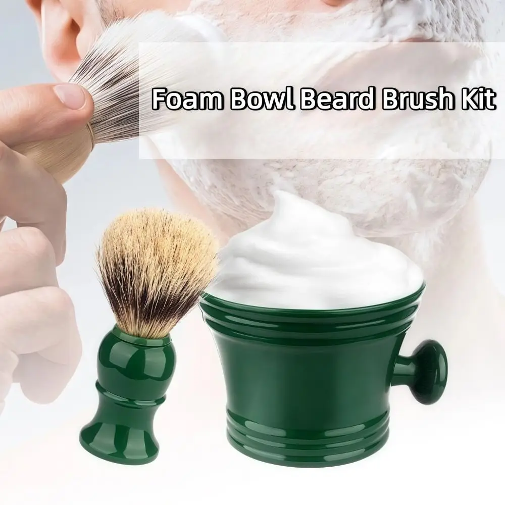 Full Set Shaving Brush Cup Set Soft-bristled Brush Large Diameter Foam Bowl Beard Brush Kit Large Capacity Smooth