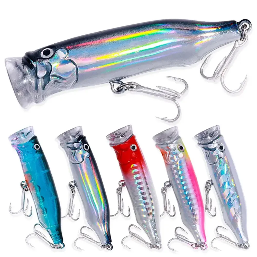 

5Pcs Popper Lure for Fishing for Pike and Perch Topwater Bait Artificial Wobblers Plastic Fishing Tackle