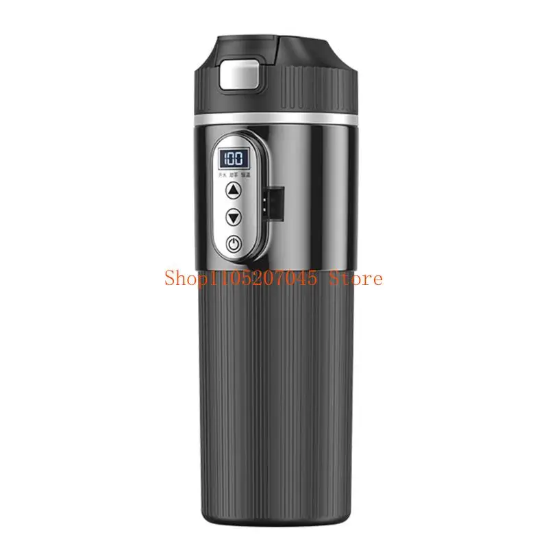 37cd LED Display Car Travel Kettle Bottle Heating Cup 304 Stainless Steel Leakproof Design Fast Hot Water Heating For Coffee