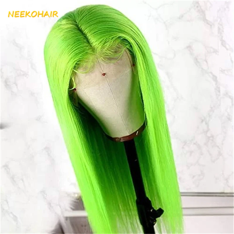 Green 13x6 HD Lace Frontal Human Hair Wigs Straight 13x4 Transparent Lace Front Or 4x4 Closure Human Hair Wigs For Women