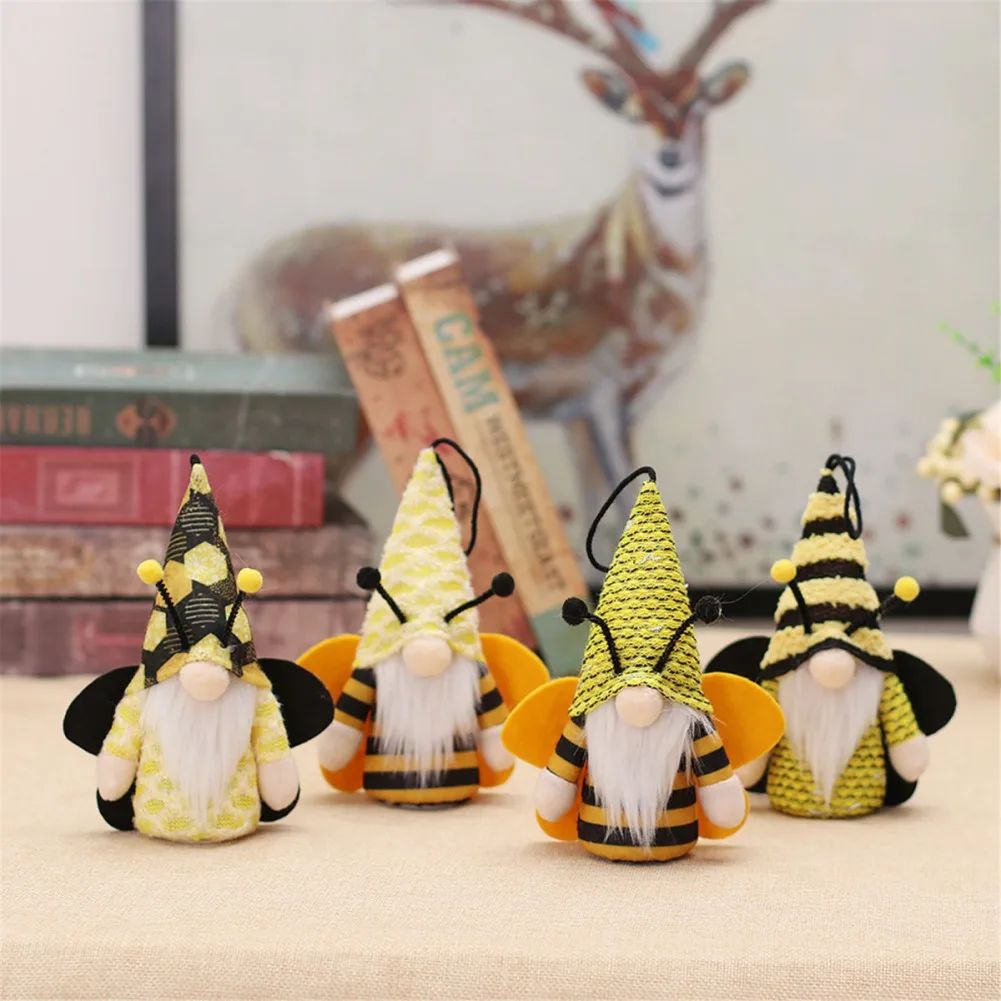 Glowing Bee Gnome with Led Lights Scandinavian Bee Gnome Gifts Spring Summer Home Decoration Farmhouse Kitchen Table Ornaments