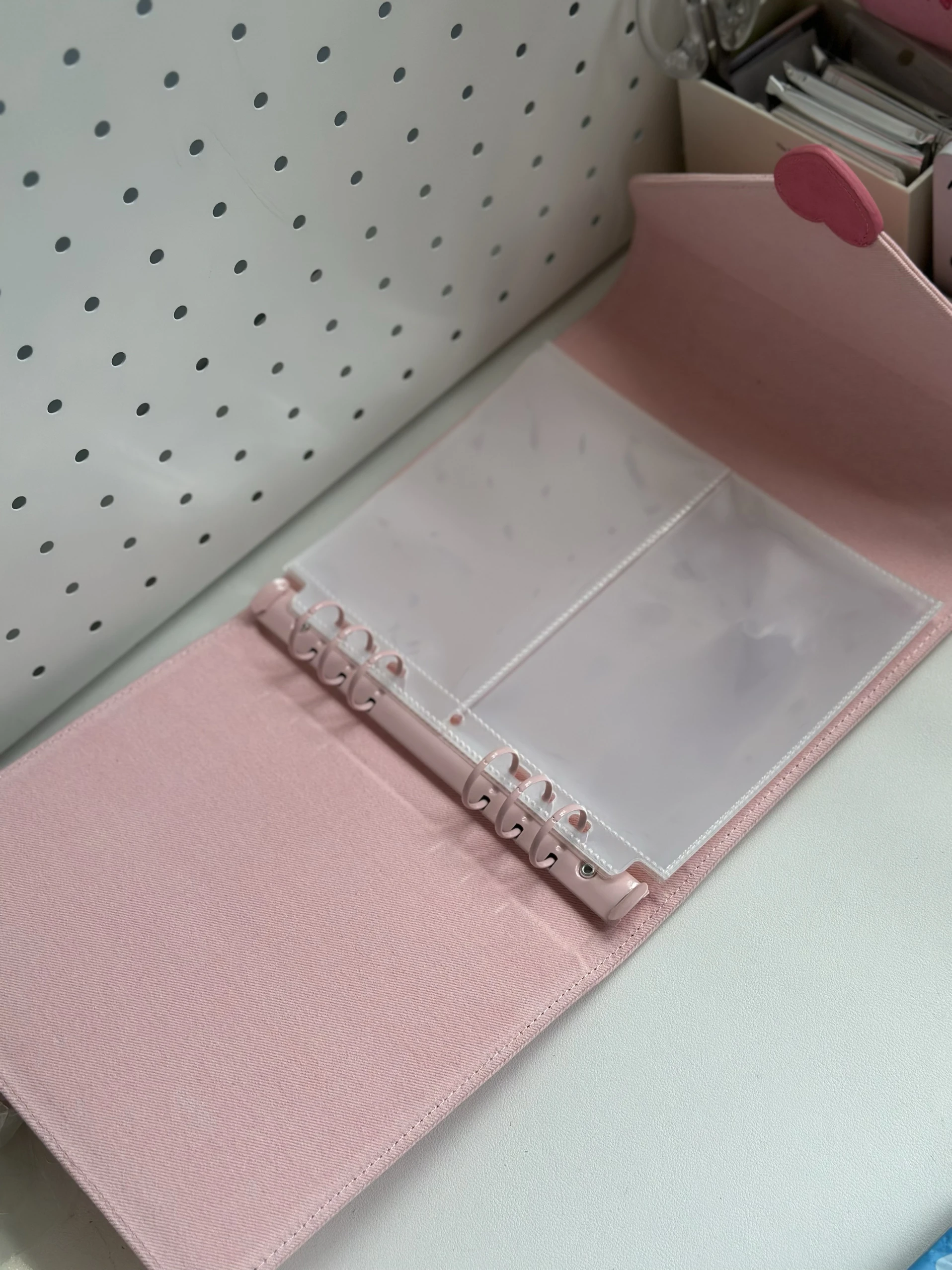 A5 สีชมพู DENIM Binder Love Pocket อัลบั้ม Idol อะนิเมะ 3 นิ้ว Photo Collect Book เกาหลี