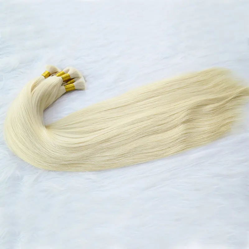 Extensions de Tresses Naturelles Lisses, Cheveux Humains en Vrac, 12 à 24 Pouces, 100g/Pièce, Document Blond