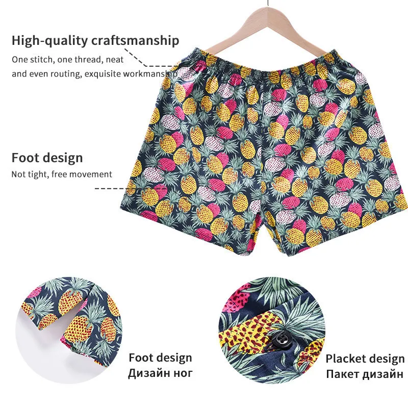 Calções boxer de malha de algodão, 3 peças, shorts de tecido de cintura média, estampa casual, botão elástico na cintura, cueca, cueca, confortável, hom