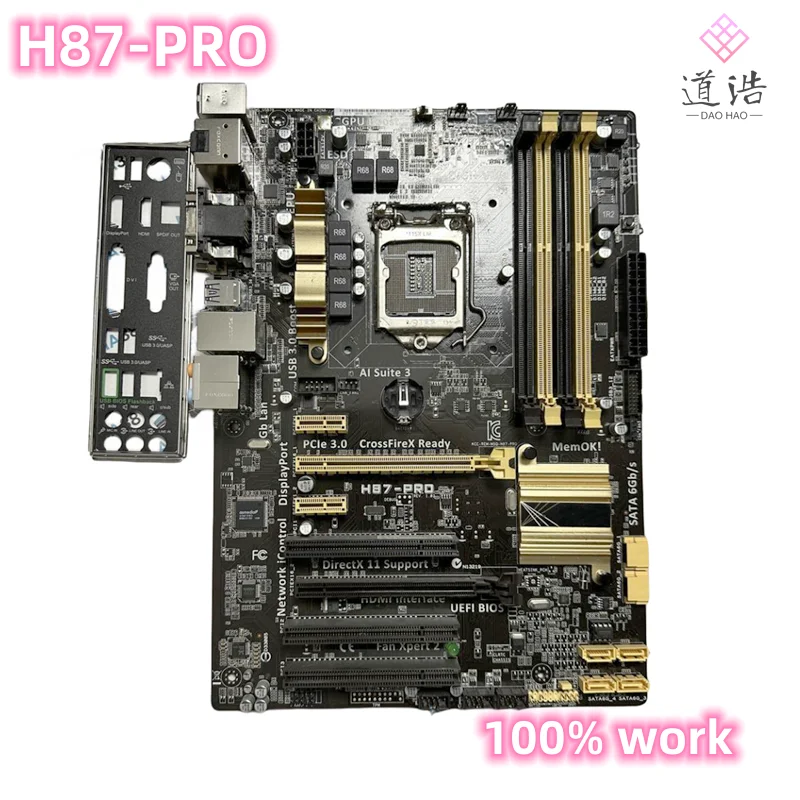 

For H87-PRO Motherboard 32GB PCI-E3.0 DVI VGA HDMI SATA III LGA 1150 DDR3 ATX H87 Mainboard 100% Tested Fully Work