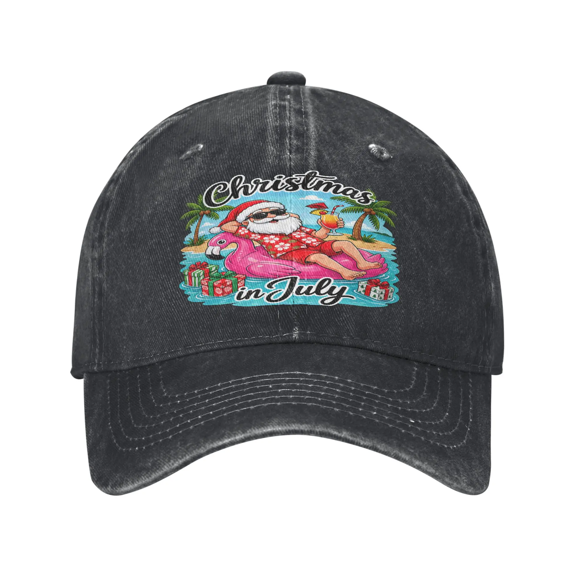 Christmas in July Flamingo Float Santa Hawaiian Cap  Funny Baseball Cap Hats Visor Protection Snapback Cotton tops gorras