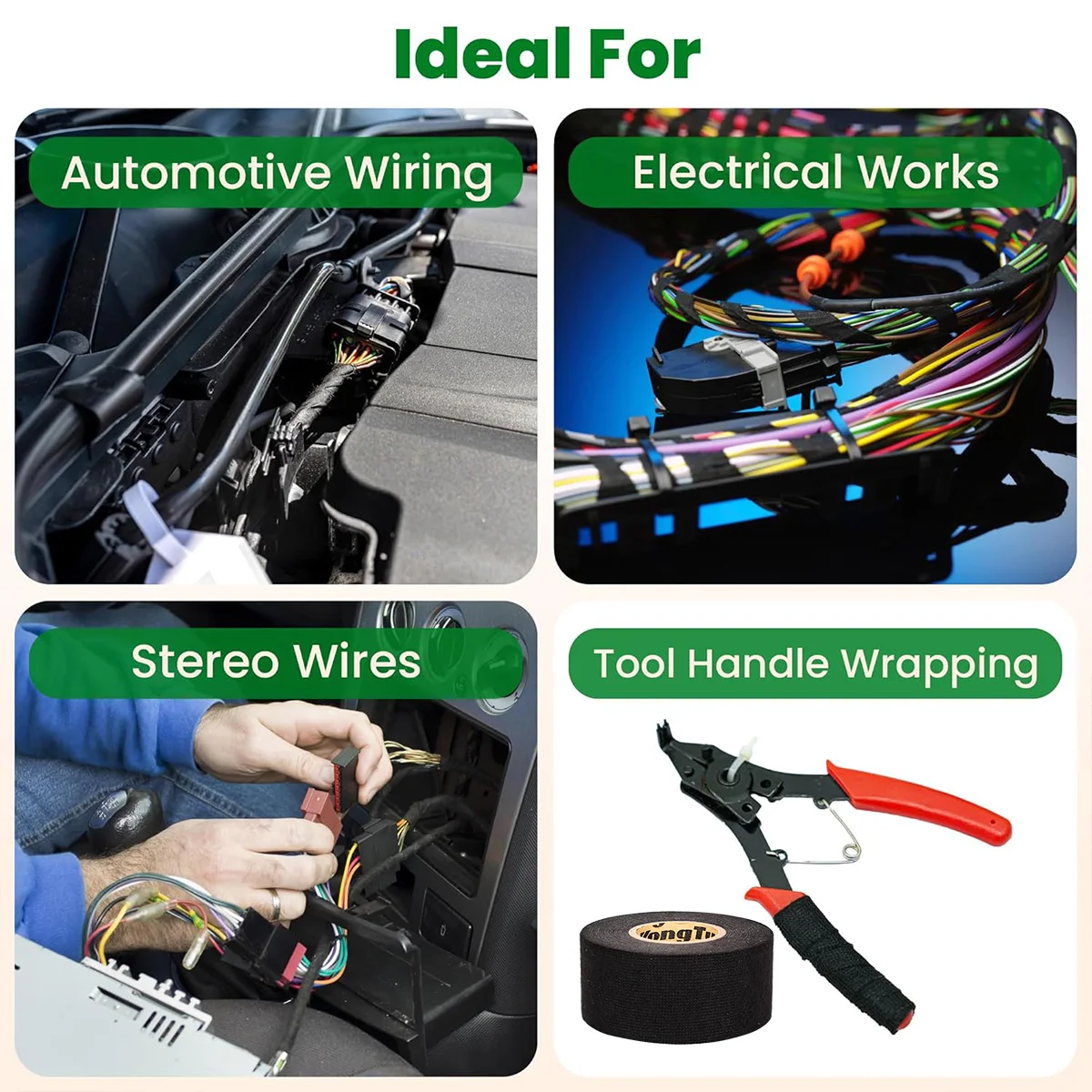 شريط أسلاك كابل السيارة بطول 15 مترًا، شريط مقاوم للحرارة ومثبطات اللهب لحماية الأسلاك #4