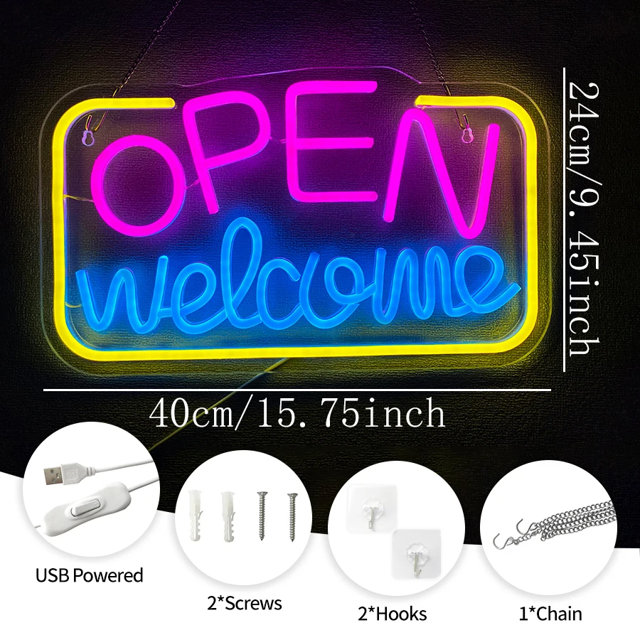 Open 24 Hours Neon Sign,LED Ne - Decor Lighting Opening Hours ulasan dan harga