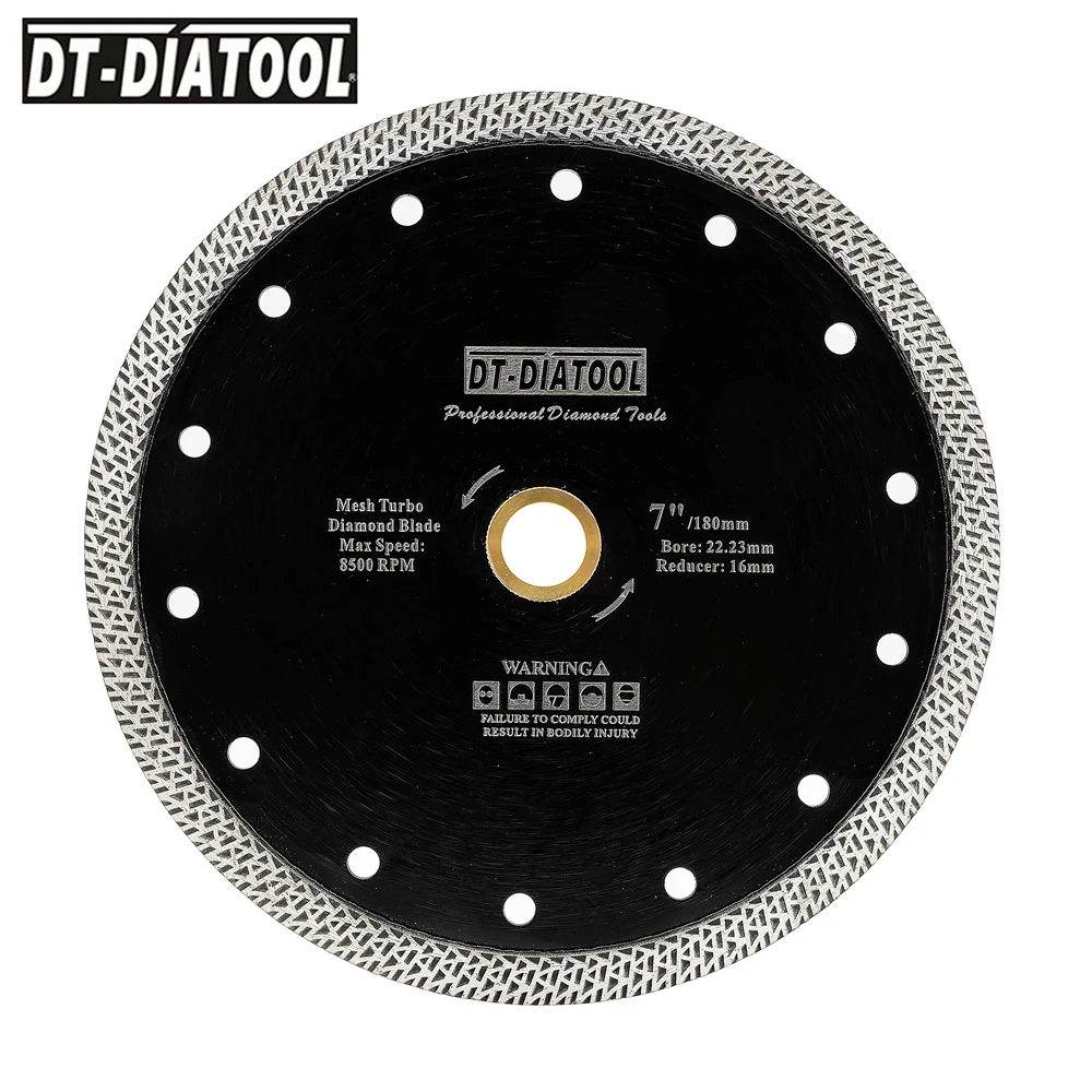 

Diatool 1pc Dia 7inch 180mm Diamond Saw Blade Mesh Turbo Cutting Disc Wheel For Hard Stone Granite Tile Marble Masonry Plate