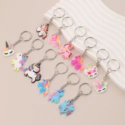 12pcs Unicorn Keychain Soft Rainbow Key Ring Animals Toys Backpack Ornaments Animal Pendant Party Favors Easter presents
