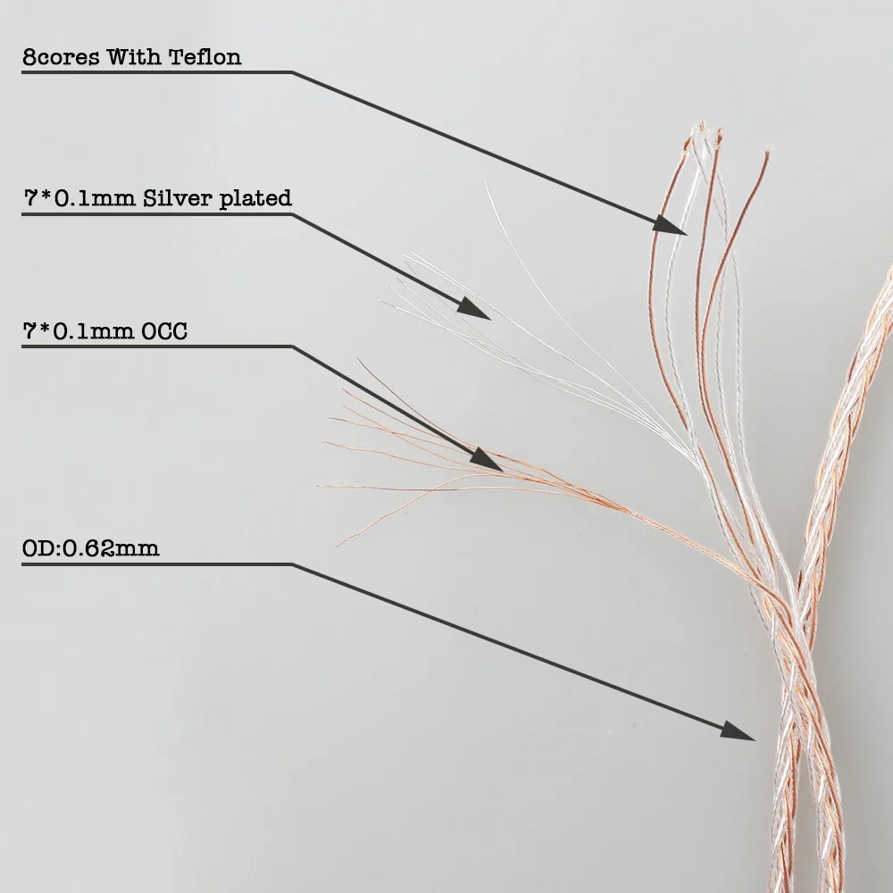 كابل سماعة الرأس Audiocrast DIY 6N OCC فضي PTFE لسلك سماعة الصوت OCC 807AC 807AG 807CU #5