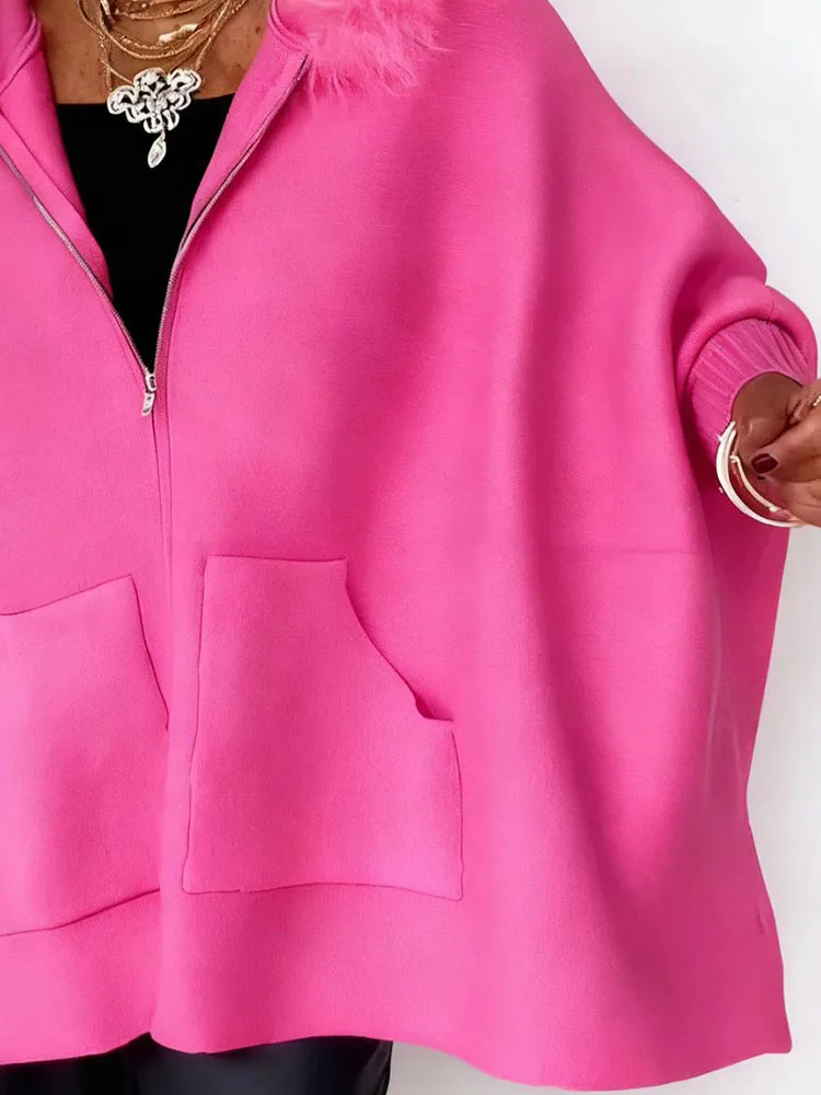 

Повседневное женское пальто с длинными рукавами и карманами на молнии, простые однотонные офисные кардиганы, модное осеннее пальто с капюшоном в стиле пэчворк с перьями