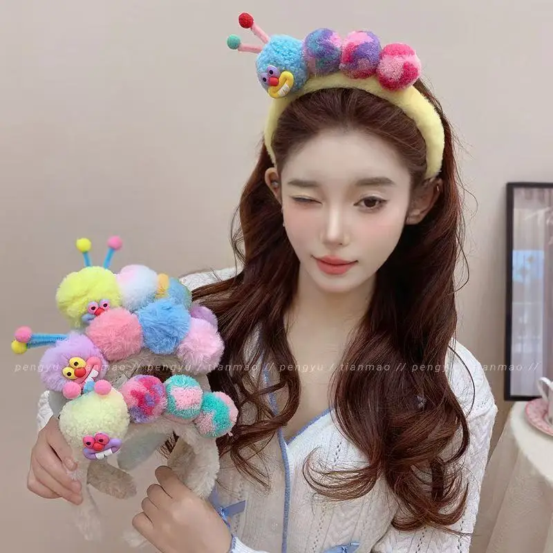 

Милая повязка на голову с монстром, женская плюшевая повязка на голову для лица, забавная противоскользящая повязка на голову Mao Mao, аксессуары для волос на осень и зиму