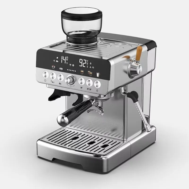 Espresso machine, built-in grinder, semi-automatic stainless steel home coffee machine, touch control