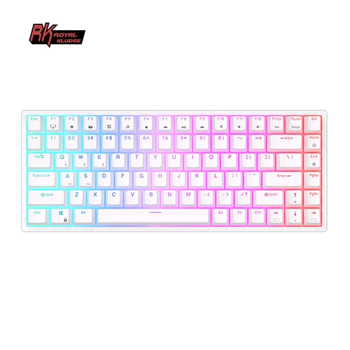 Royal Kludge RK84 Teclado mecánico ruso español de tres modos inalámbrico 84 teclas RGB BT5.0/2,4G/teclado de jugador intercambiable en caliente con cable