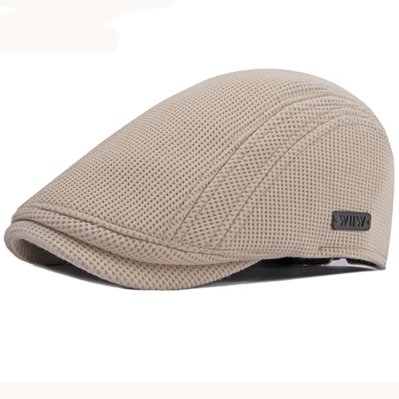 HT1327 Black Beige Coffee Grey Cabbie Gastby Flat Cap Warm Knitted Autumn Winter Mens Hats British Western Style Beret Caps