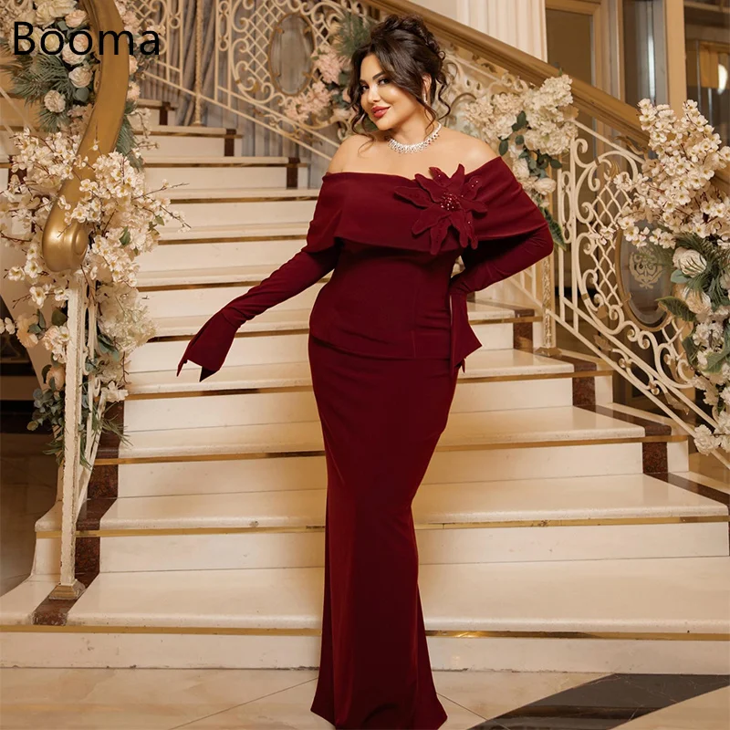 

Booma Mermaid Long Off The Shoulder Prom Dresses Formal Gowns for Women Simple Flower Pleat Evening Dress Customized 2025