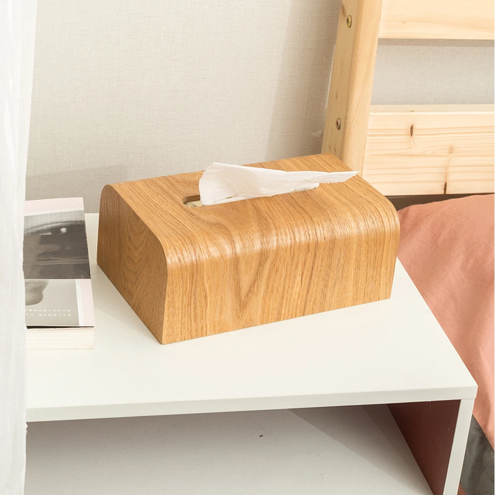 

1 pc Wooden Tissue Box Natural Wood Grain Eco-Friendly Simple Style Home Hotel Cafe Desktop Bathroom Supplies Organizer